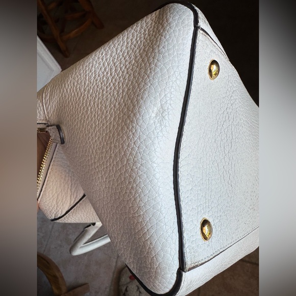 Michael Kors White Pebbled Leather with Gold Accents Satchel - Picture 5 of 16